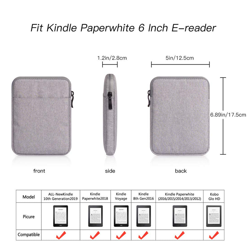 Ereader for Sleeve Case Bag for 6-7 inch Ereader Tablet Protective Cover Pouch Light Gray