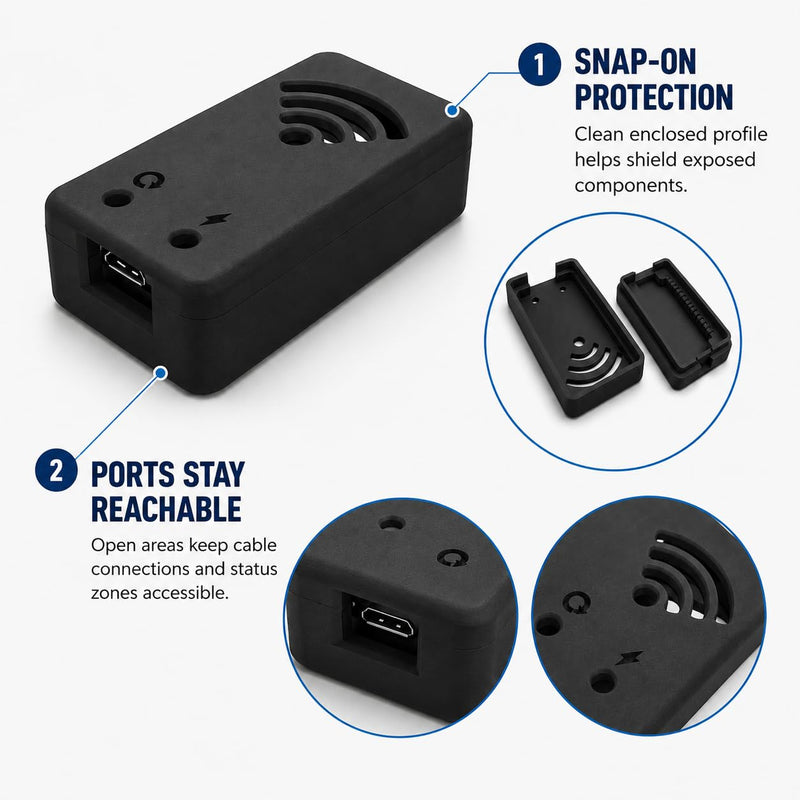 SplashNColor Protective Case Compatible with ESP8266 NodeMCU V2 – Snap-On Full Board Enclosure | Port Access | 3 Pack Housings for IoT Microcontroller Projects