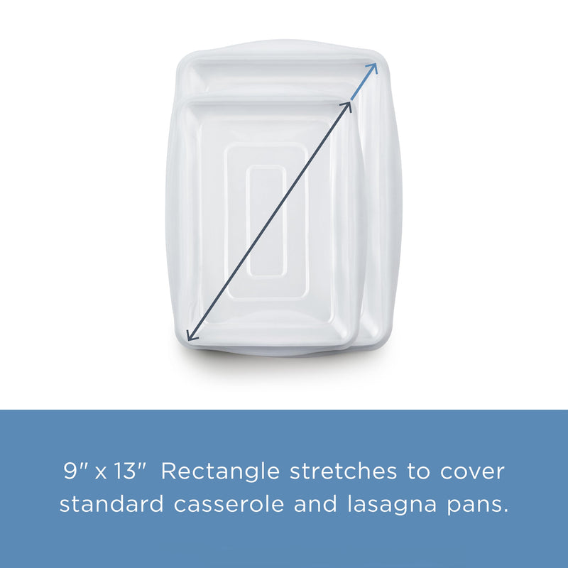 Stasher Reusable Silicone Stretch Lid for Casseroles, Pans, Baking Dishes–Rectangle Replacement Lid, 9”x13”, Stretchable, Leak-Free, Microwave Safe, Dishwasher Safe, Food Cover, Eco-Friendly, Clear Rectangular