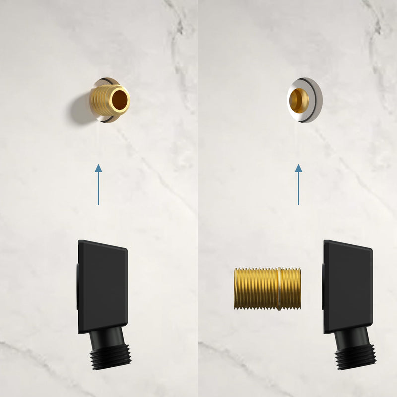 100% Brass Wall Mounted Supply Elbow, Wall Elbow for Hand Shower, Solid Brass Wall Supply Elbow, Check Valve Included (Matte Black) Matte Black
