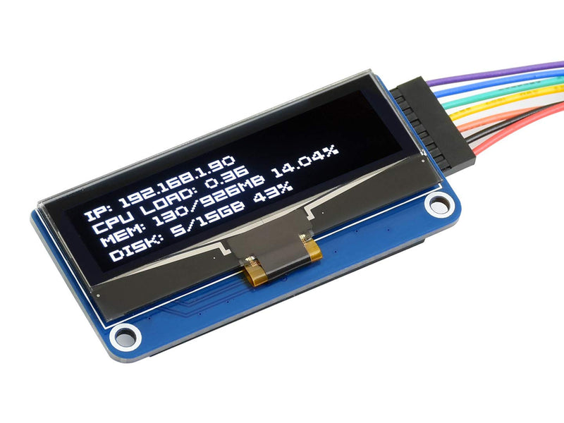 waveshare 2.23inch OLED Display HAT for Raspberry Pi 128×32 Pixels with Embedded 1305 Driver Communicating via SPI or I2C Interface. 2.23inch OLED HAT