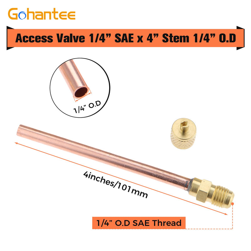 10PCS Access/Service Valve 1/4'' SAE x 1/4'' OD x 4'' Stem Core AC Refrigeration
