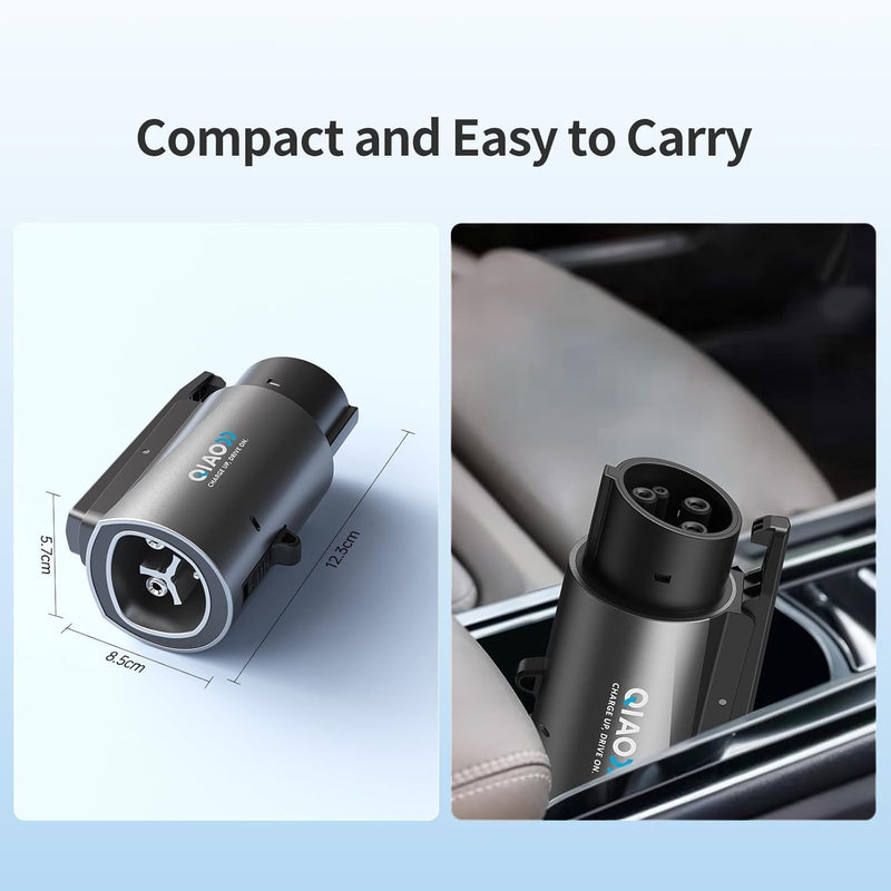 QIAO Fit for Tesla to J1772 Adapter, Up to 80Amp 250V Converter - Silver Plated NACS to J1772 Level 2 EV Efficient Charging Adapter, Compatible with Tesla Wall/Destination/Mobile Connectors