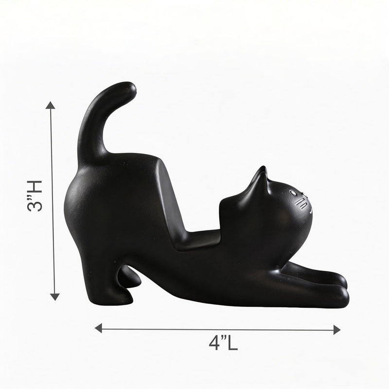 Phone Holder Stand for Desk, Cute Cell Phone Mount for Office Tablet Accessories Gifts, Cool Desktop Decor Gadgets to Support Your Cellphone for Men Women Boys Girls - Black Cat Kawaii