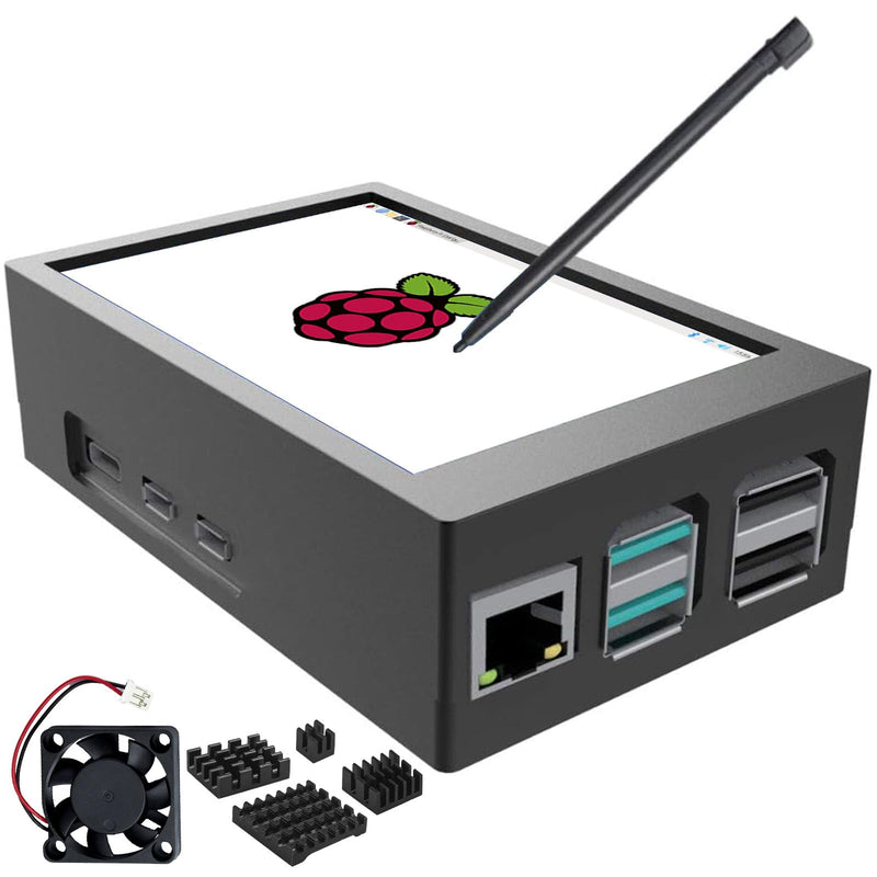 CUQI Raspberry Pi Display, 3.5 Inch Touchscreen with Raspberry Pi 5 Case, 480x320 TFT LCD 60 FPS Monitor with Mini fan and Heatsink for Raspberry Pi