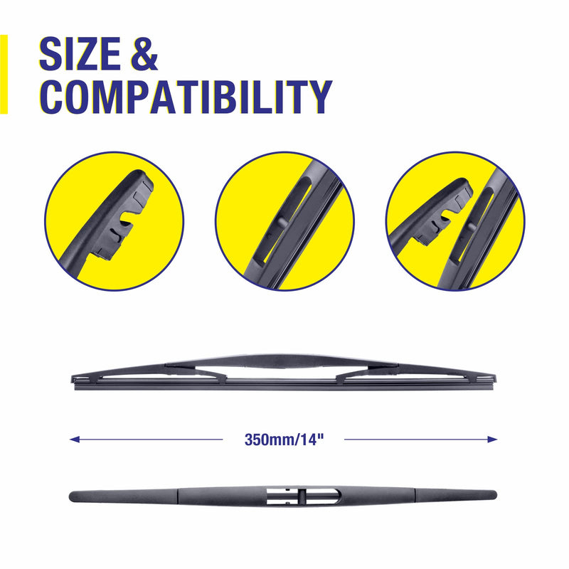 5 PLUS Rear Wiper Blade 14 inch (14-B), Replacement for Honda CRV 2011-2007 Fit 2020-2007 Pilot 2020-2016,2008-2003 /Acura RDX 2018-2007 MDX 2020-2014 Back Windshield Wiper Blade +More 14"(14-B)