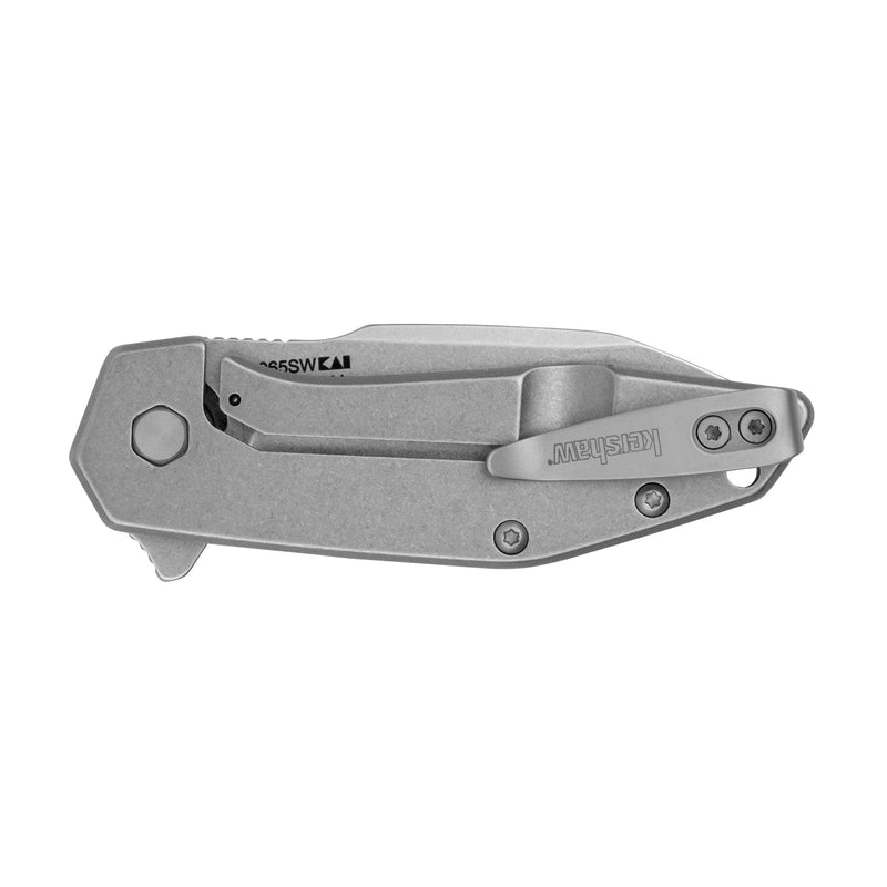 Kershaw Gravel Pocket Knife, Stonewashed, 2.5 Inch Stainless Steel Reverse Tanto Plain Edge Blade, EDC with Assisted Opening, Reversible Pocketclip, Everyday Carry Pocket Knife for Men and Women