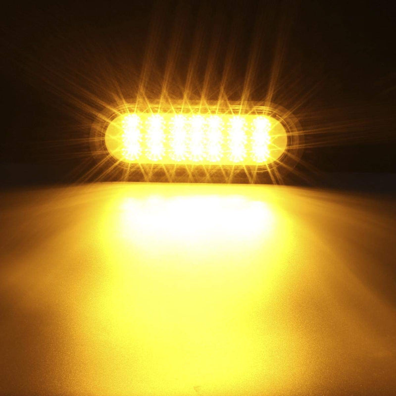 Partsam 2Pcs 6-1/2" Oval Amber Led Trailer Lights 21 LED Flange Mount w Reflectors Turn Signal Park Side Marker LED Light for Truck Trailer Trail Bus 12V LED Trailer Parking Light w Chrome Bezels