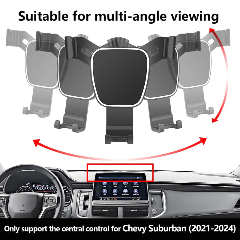 Car Phone Holder Center Console Organizer For Chevy Suburban 2021 2022 2023 2024，Tahoe 2021-2024，GMC Yukon 2021-2024 SLE, SLT, AT4 【Not fit Denali & Denali Ultimate】Auto Accessories Mount case Holder Box For Suburban Tahoe Yukon 2021-2024
