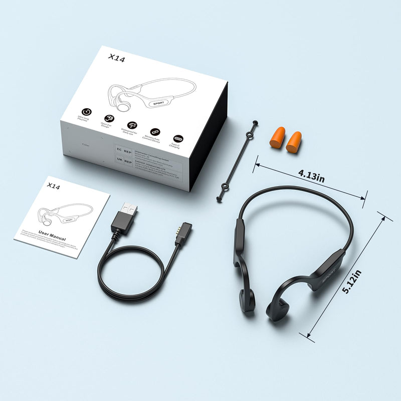 CXK Bone Conduction Headphones Bluetooth 6.0 Open Ear Wireless with Mic | Premium Loud Sound, 10-Hour Playtime, IPX6 Waterproof, Lightweight Bone Conduction Earbuds for Running, Cycling, Walking Black