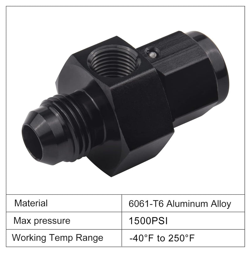 EVIL ENERGY 6AN Male Flare to -6 Female Swivel with 1/8 NPT Gauge Port Fuel Pressure Take Off Fitting Adapter Aluminum AN6 with 1/8 NPT Port