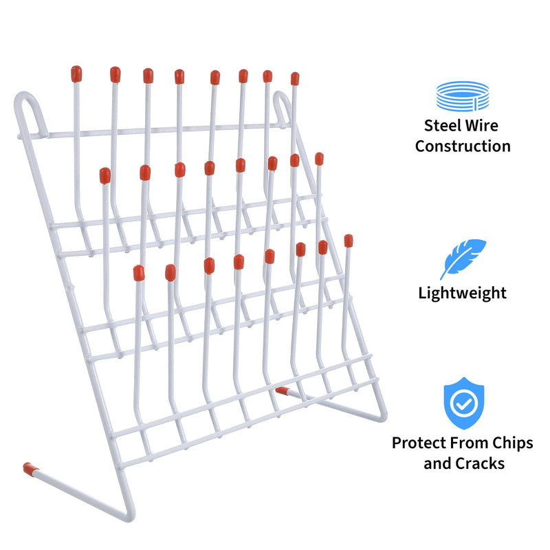 Tube Drying Rack Laboratory Draining Rack, Glassware Beaker Drying Holder Steel Wire Test Wall-Mount Tree Stand Cleaning Frame Tool 24 Pegs Bottle Drying Rack