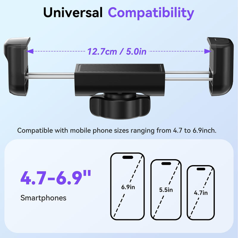 iTODOS Portable Flexible Phone Holder for Treadmill,Spin Bike,Peloton,Stroller,Golf Cart,Bed,Car,Desk,Gooseneck Phone Holder Stand Compatible with for 4.7"-6.9" Smartphones
