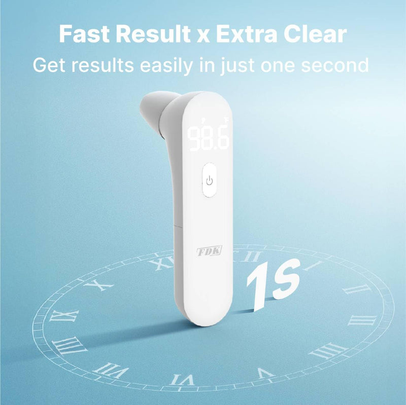 FDK Ear Thermometer for Adults and Kids, Digital Accurate Ear and Forehead Thermometer Medical Grade with Fever Alarm, 1 Second Fast Reading LED Clear Display Silent Mode