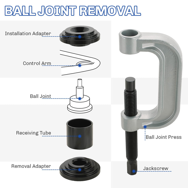Heavy Duty Ball Joint Press and U Joint Removal Tool Kit | Ball Joint Separator Tool for U Joint and Brake Anchor Pin Tools, for 2WD and 4WD Cars and Light Trucks