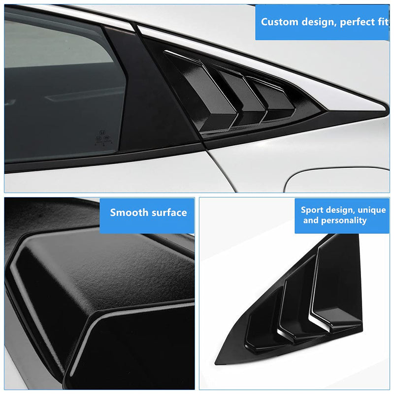 Rear Side Window Louvers Compatible for Honda Civic Sedan Accessories 2021 2020 2019 2018 2017 2016 Sport Style Air Vent Scoop Cover (Gloosy Black) Glossy Black