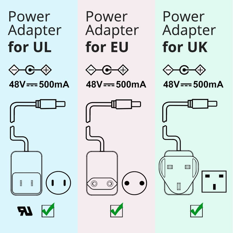 10Gtek 1.25G PoE Injector, with a 48V 0.5A Power Adapter, 802.3af/at, up to 100 Meters