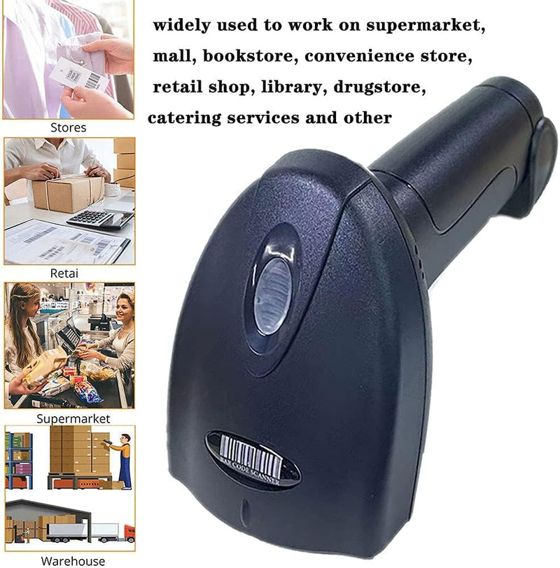 Wireless Bluetooth Barcode Scanner Automatic 2D QR Code Scanner Wireless for POS System, 1D PDF417 Screen Scanning Barcode Reader for Warehouse Inventory,Supermarket,Retail Shop Wireless Bluetooth