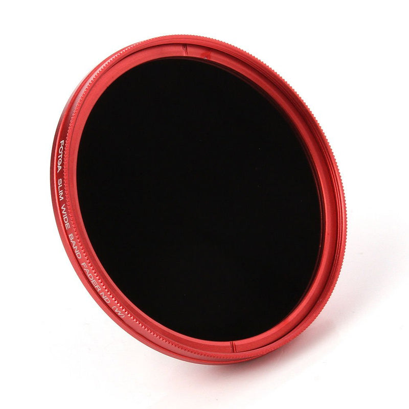 FocusFoto Fotga 49mm Ultra Slim Variable Fader ND2-ND400 Neutral Density ND Filter Adjustable ND2 ND4 ND8 ND16 ND32 ND100 to ND400 for Canon Nikon DSLR Camera Lens with Red Frame Ring