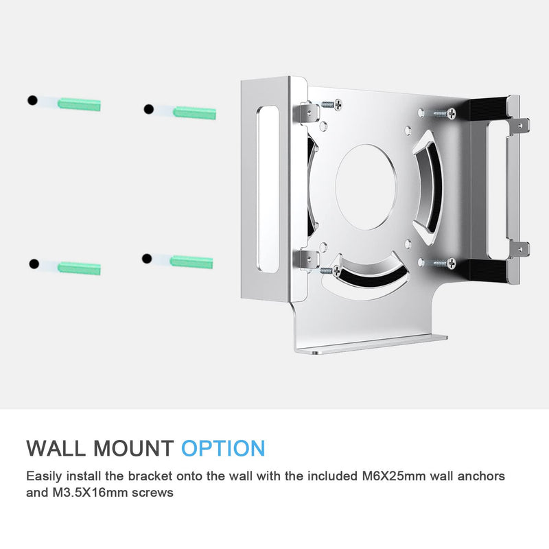 Mac mini Cooling Fan Mount, IFCASE Behind Monitor, Under Desk, Wall Mount Cooling Fan Stand for Mac mini 2010 to 2023 M2, Compatible VESA Holder with Anti-Scratch Pad (Silver) Silver