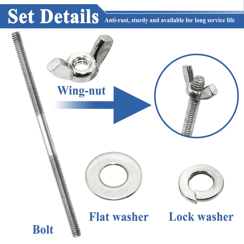 2 Sets Air Cleaner Stud Kits, 5 Inch Air Cleaner Mounting Bolt, 1/4 Inch Thread Size, Stainless Steel