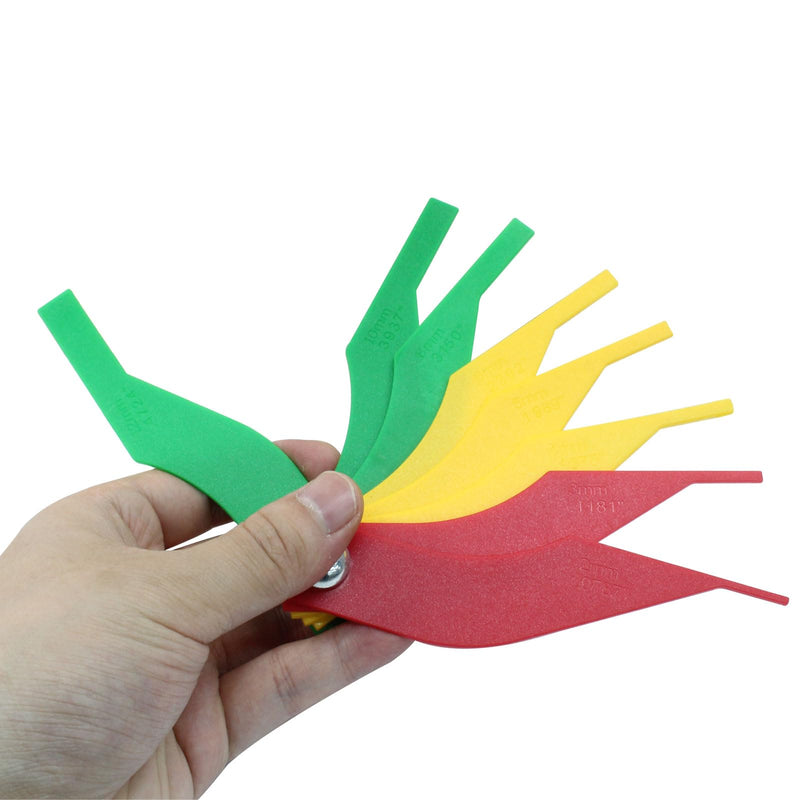 Zorfeter 2 Pack Durable Brake Lining Thickness Gauge, Color-Coded Measuring Tool SAE & Metric Brake Pad Ruler, Heavy Duty Feeler Gauge for Automotive/Car Enthusiasts