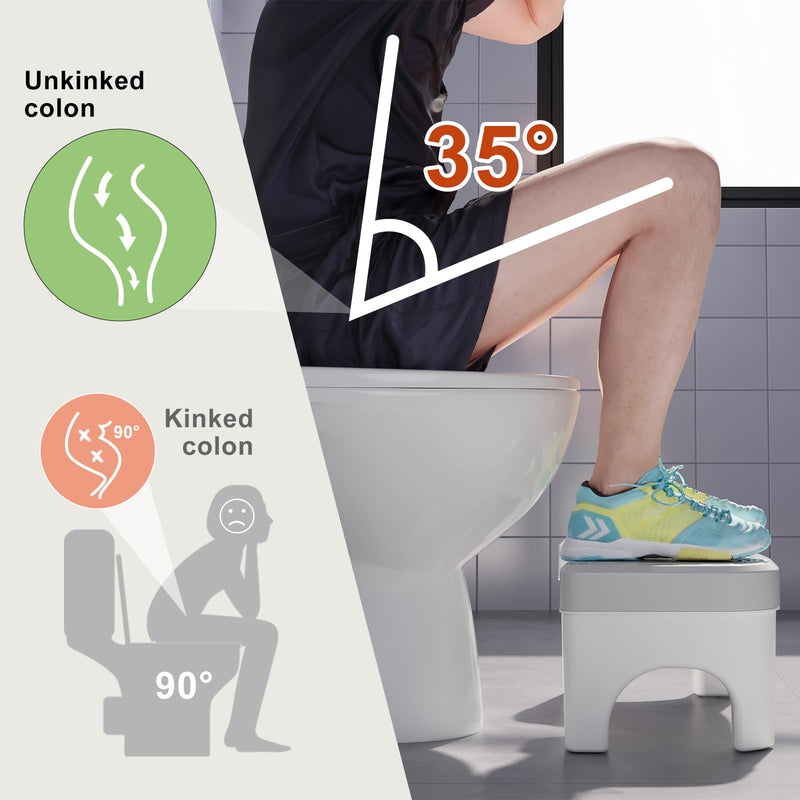 Recximi 2 Pack Toilet Potty Stool Adult, Portable Bathroom Stools for Adults, 7 Inch Step Stool with Fresher Box, Toilet Feet Pooping Stool for Toilet to Help Poop, Grey Gray