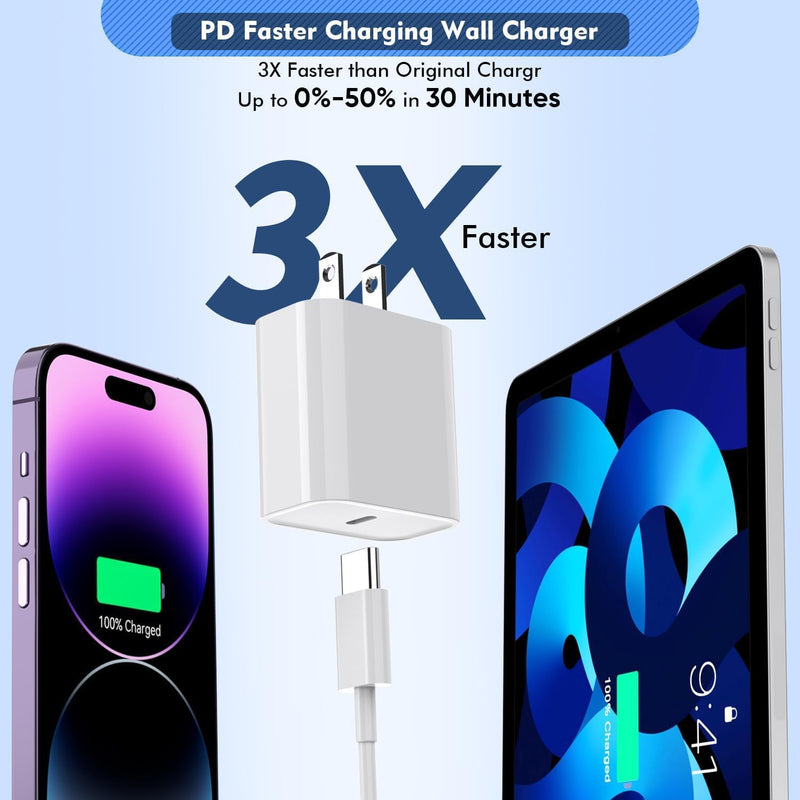 iPhone 16 15 Fast Charging,2Pack USB C Wall Charger Block Quick PD Adapter with 6Foot USB C to C Charger Cord Fast Charging for iPhone 16/16 ProMax/15 Plus/15 Pro, iPad 10/Mini 6/Air 4/5/Pro 12.9/11 2 Pack 6FT C-C