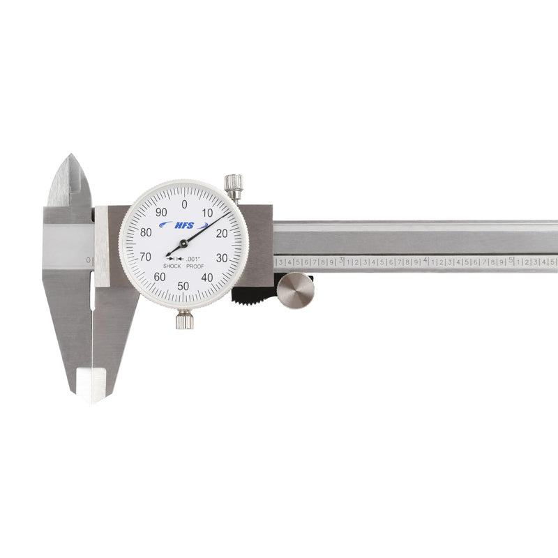 HFS(R) 0-6" Imperial Calipers; 4 Way Dial Caliper 0.001" Shock Proof New; Plastic Case