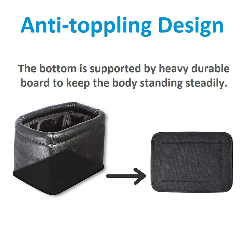 Leather Car Trash Can, Luxury Car Organizer, Leakproof Garbage Can for Car and Trucks Black