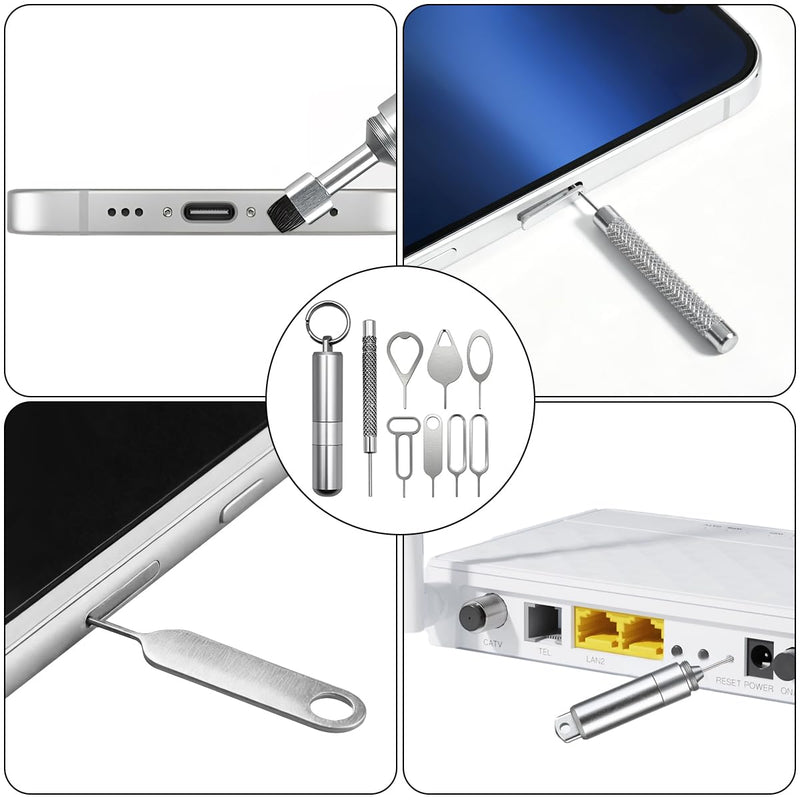 SIM Card Ejector Tray Removal Tool with Cleaning Brush, 2 in 1 EDC Portable Keychain Eject Pins Reset Needle Opener Cleaning Pen for All iPhone Airpods iPad Samsung Galaxy Cell Phone Smartphone