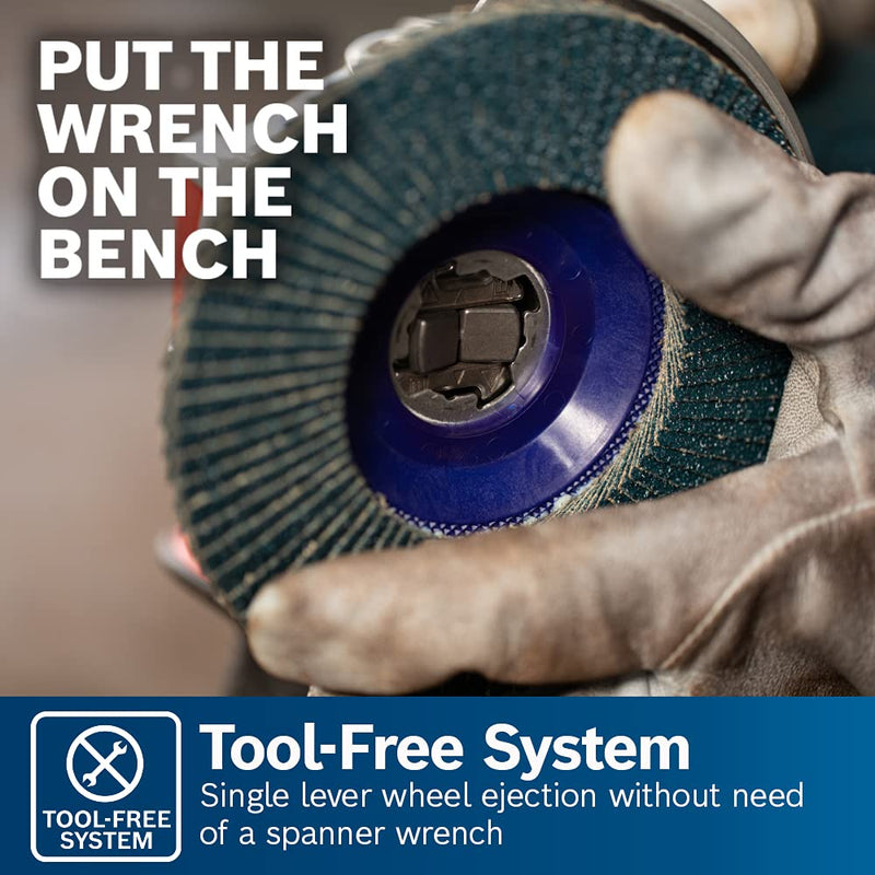 BOSCH WBX428 4-1/2 In. X-LOCK Arbor Carbon Steel Full Cable Knotted Wire Wheel For Applications in Difficult Brushing in Tight Places for Cleaning Welds Carbon Steel Wire Wheel 4-1/2 In.