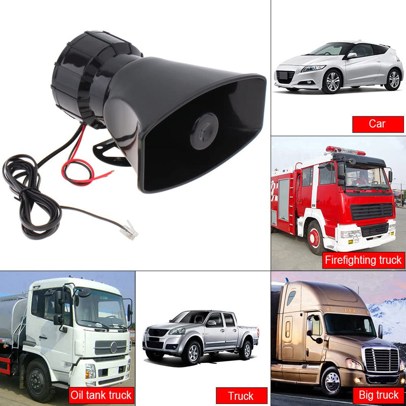 Car Speaker 100W 9 Sounds 12V Car Siren Horn Speaker with Hook Bracket, Call Function, 120-125dB Warning Alarm Electronic Horn