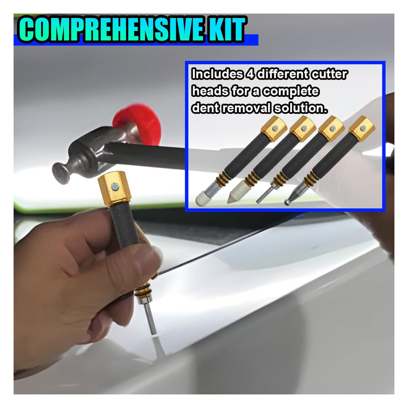 4PCS PDR Tap Down Tool, Pen Shape Knockdown Remover, Car Paintless Dent Removal Kit, Portable Car Body Bulge Repair Tools, Anti Dent Automotive Damage Traceless Repair DIY Tool