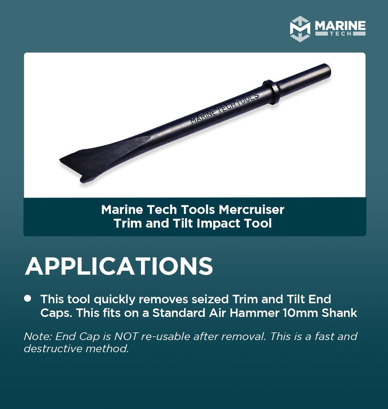 Marine Tech Tools Trim Tilt Impact Tool, Hydraulic Cap Remover Tool, Fits Standard Air Hammer 10mm Shank, Outboard Tilt Trim Ends Caps Removal, Boating Kit