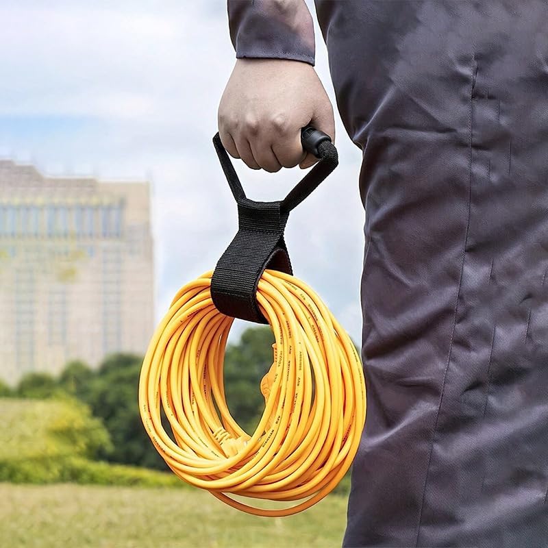 Heavy Duty Cord Storage Straps, Reusable Extension Cord Organizer Wraps with Carry Handle, Durable Strap Holder for Garden Hoses, RV Cables, Industrial Electrical Wire Accessories (Small) Small