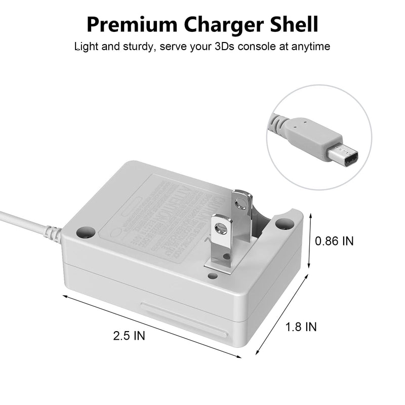 3DS Charger Compatible with Nintendo 3DS/ DSi/DSi XL/ 2DS/ 2DS XL/New 3DS 100-240V Wall Plug Adapter