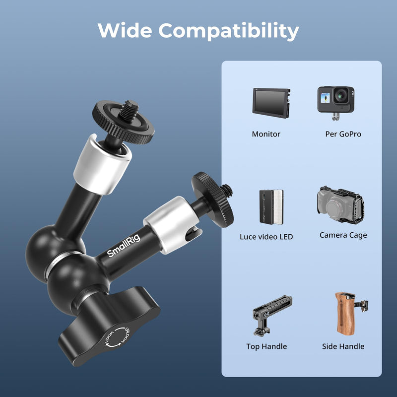 SmallRig 5.5-inch Magic Arm 2-Pack, Articulating Adjustable Friction Arm Mount with 1/4"-20 Thread Screw, for Camera Monitor/LED Light Setup, 5316