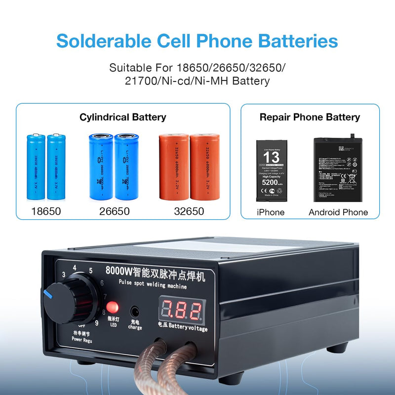 Hosyond 8000W Handheld Battery Spot Welder, Portable DIY Welding Machine, High-Power Spot Welder with Nickel Strip for 18650 Lithium Batteries