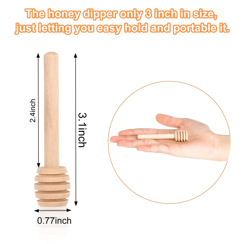 101 PCS Honey Sticks Dipper, 3 Inch Mini Wooden Honeycomb Sticks, Small Honey Stirrer Stick, Honey Sticks for Honey Jar Dispense Drizzle Honey and Wedding Party Favors Gift 101PCS(3 Inch)