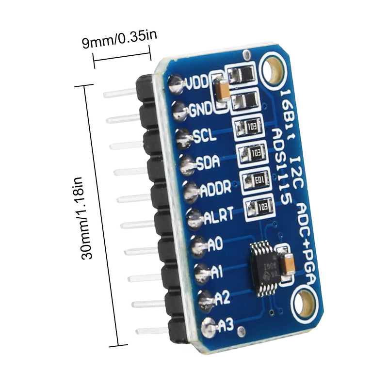 5pcs Pre-Soldered ADS1115 16 Bit 16 Byte 4 Channel I2C IIC Analog-to-Digital ADC PGA Converter with Programmable Gain Amplifier High Precision ADC Converter Development Board for Raspberry Pi