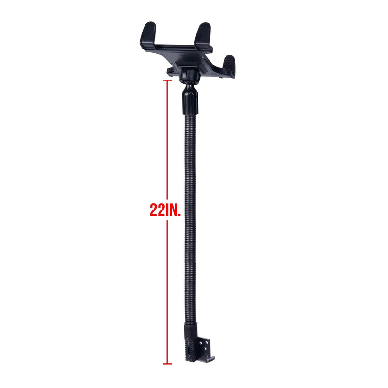 Tackform Tablet Mount for Car and Truck [ELD Mount] Industrial 22 Inch Aluminum Rod Gooseneck Seat Rail Holder for Taxi, Van, Vehicle, Semi, etc. Compatible with iPad, Galaxy, Surface and More.