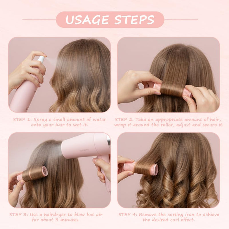  [AUSTRALIA] - Hair Rollers,Rollers for Hair Volume,6PCS Salon Velcro(Pink Green) | for Hairs with 3 Sizes, Self Grip Curls Rollers Set ,DIY Curling Tool Curls and Styling of LongHair, ShortHair Bangs Pink Green