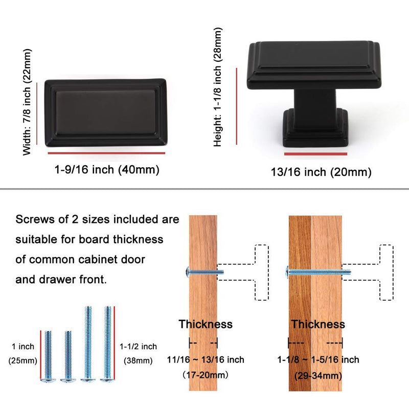 KOOFIZO 10 Pack Oil Rubbed Bronze Cabinet Knobs Rubbed Bronze Drawer Knobs K07 Rectangular Single Hole Cabinet Pulls for Cabinets Drawers Dresser Cupboard Bedroom Closet Bathroom Knob 01 - 10Pcs Classic