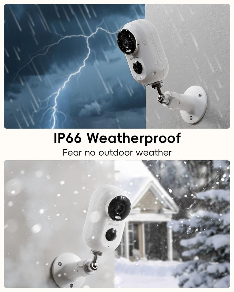 ZUMIMALL Security Cameras Wireless Outdoor with Magnetic Mount, 2K, 2.4G WiFi,3W Solar Panel with 10ft Type C Cable