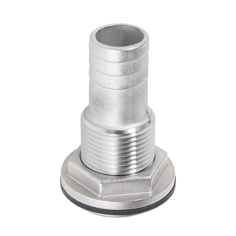 316 Stainless Steel Boat Thru-Hull Fitting with Hose Barb for 1" I.D. Hose, Through Hull Drain Fitting for Marine Bilge Scupper Water Drain Applications