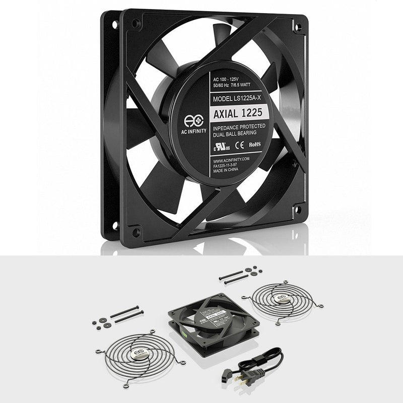 AC Infinity AXIAL 1225, Quiet Muffin Fan, 120V AC 120mm x 25mm | Low Speed, UL-Certified for DIY Cooling Ventilation Exhaust Projects 120 x 120 x 25 mm, Low Speed