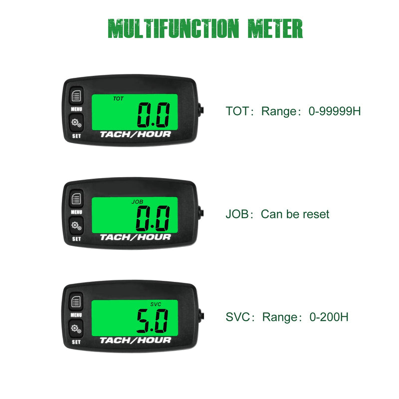  [AUSTRALIA] - Yooreal Digital Hour Meter Tachometer, RPM Gauge Maintenance Reminder Replacement Battery Backlight for Lawn Mower Generator Scooter Lawn Tractor Compress Leaf Blower Chainsaw Snow Blower Snow plows
