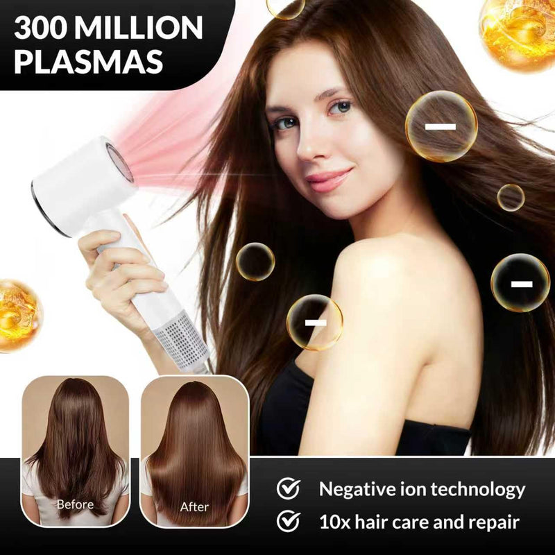 Hair Dryer with Diffuser, Ionic Travel Hairdryer with 110,000 RPM High-Speed Motor for Fast Drying, 1600W Lightweight Blow Dryer with Concentrator for Women Men, Professional Salon Home
