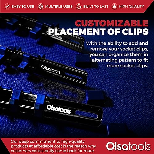 Olsa Tools 1/2-Inch, 3/8-Inch & 1/4-Inch Drive Aluminum Socket Organizer | Professional Quality Socket Holder (Black) - Part: 1023 17 inches x 4 Black